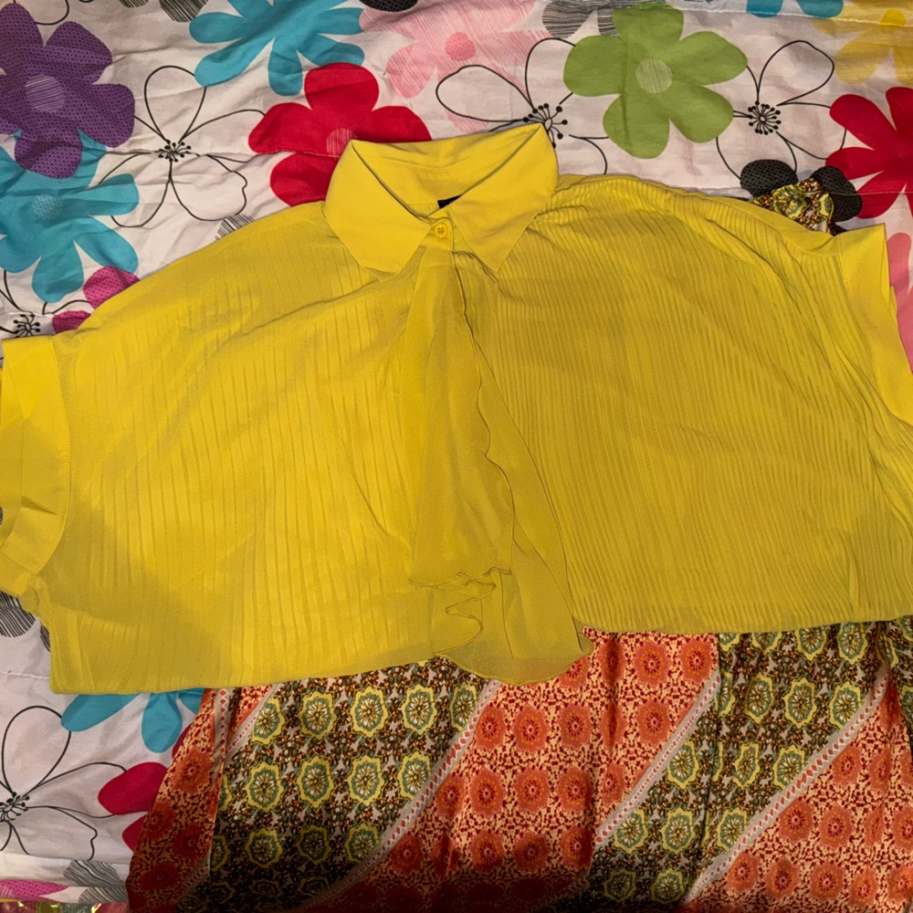16 Bundle Yellow Front Drape Top with Boho Skirt